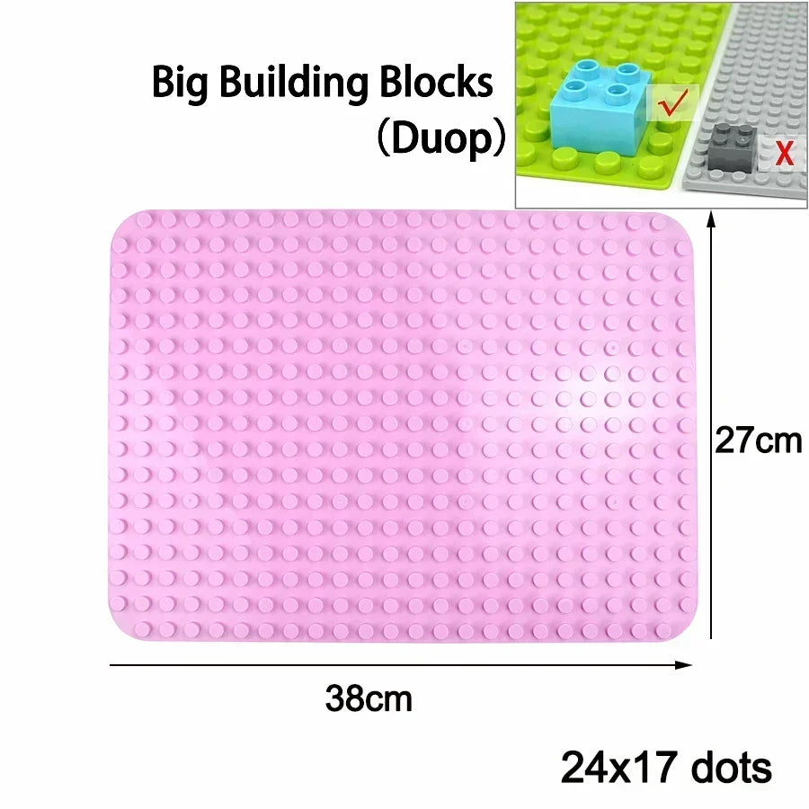 Placa base Duploes de gran tamaño, placas de montaje de ladrillos de 16x16 puntos, partículas grandes, figuras clásicas de animales, bloques de construcción, juguetes para niños