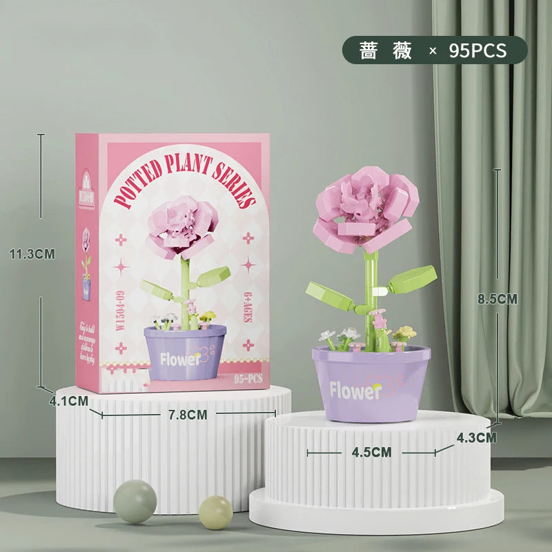 Ramo de flores Mini Diy juguetes de bloques de construcción para niños bloques para adultos Constructor Micro ladrillos conjunto de construcción regalo