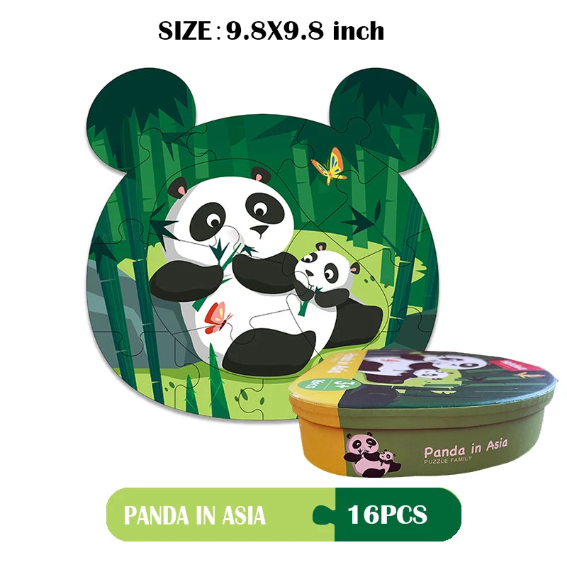Hahowa-rompecabezas de animales único para niños, juguete con caja de regalo de papel, juegos educativos Montesorri, juguetes, regalos para niños