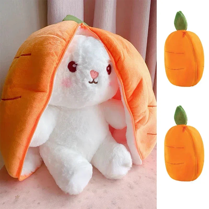 Conejo de peluche de fresa y zanahoria de 25cm, juguete de peluche creativo en fruta, transforma el bebé, muñeco de conejito de peluche para chico, regalo de cumpleaños