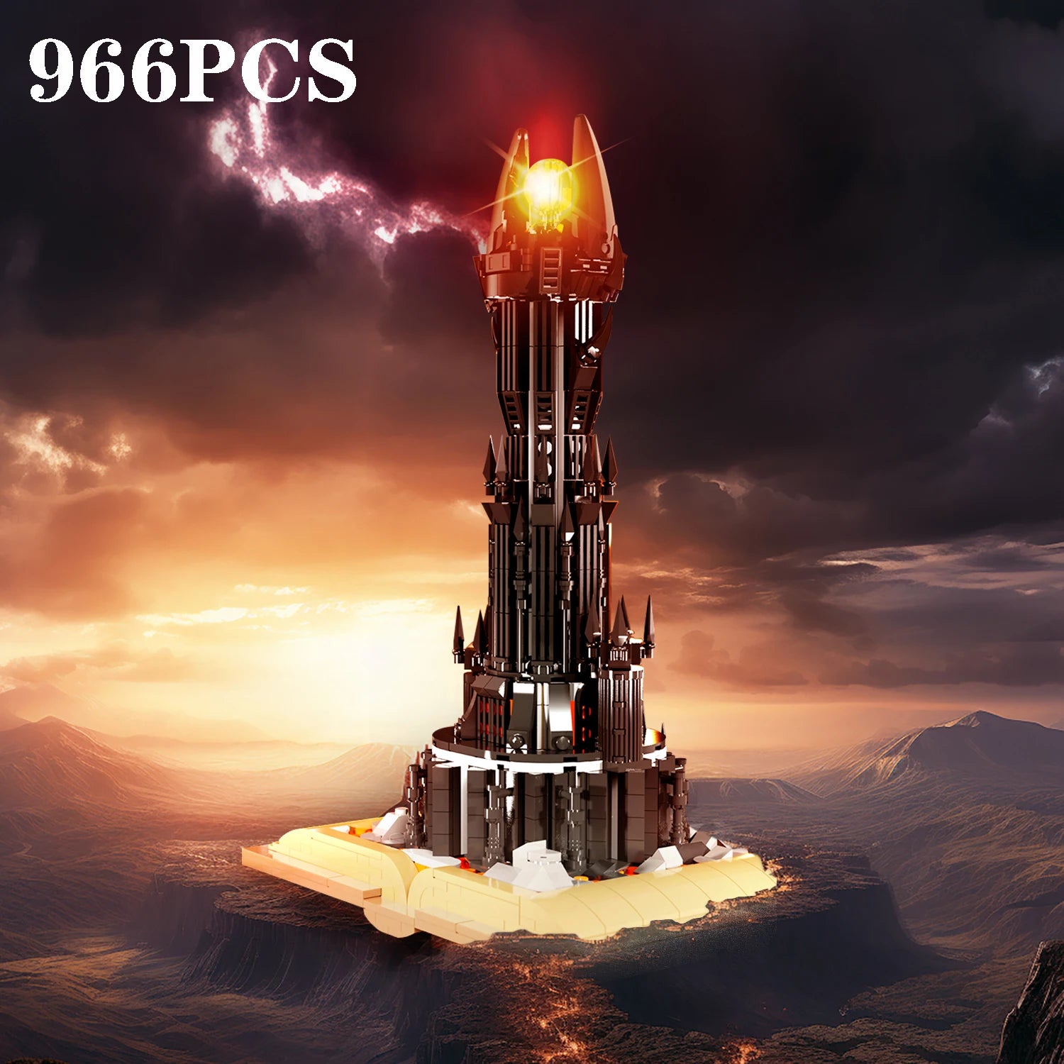 Bloques de construcción de libros mágicos de torre negra, modelo de Castillo mágico oscuro, ladrillos de montaje con luces, juguetes para niños, regalos de navidad, 966 Uds.