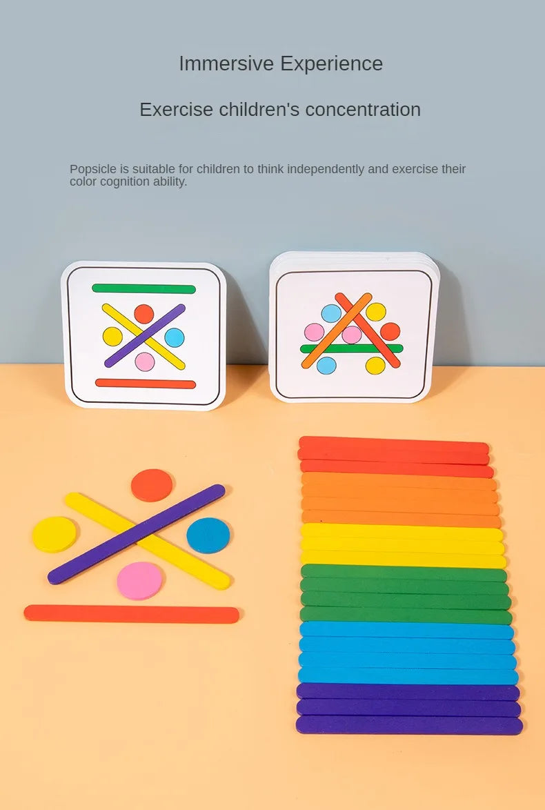 Rompecabezas Montessori para niños, juego de rompecabezas 3D de madera, palo Tangram, forma de anillo geométrico a juego, juguetes educativos para edades tempranas