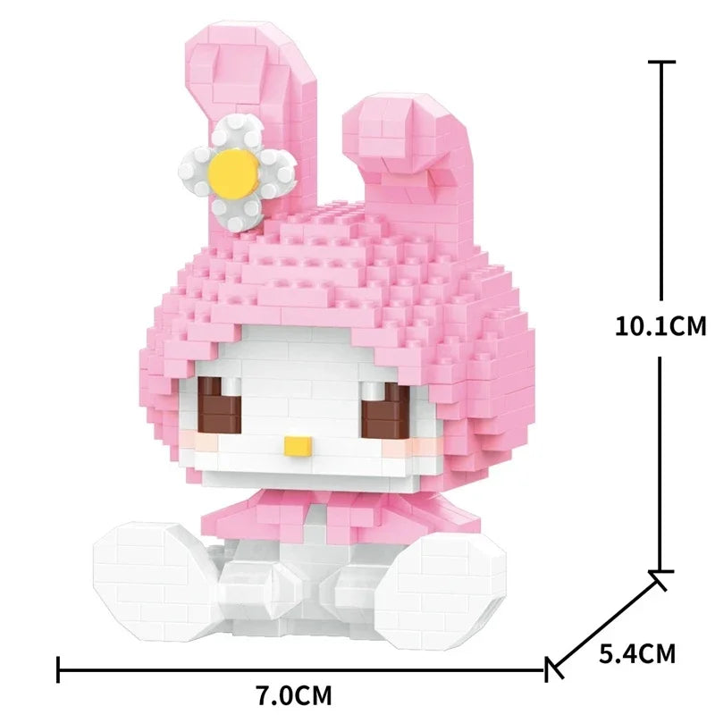 KEEPPLEY Sanrio Anime Hello Kitty My Melody Cinnamoroll pompurin Kuromi bloques de construcción para niñas, regalo de Navidad de vacaciones para niños