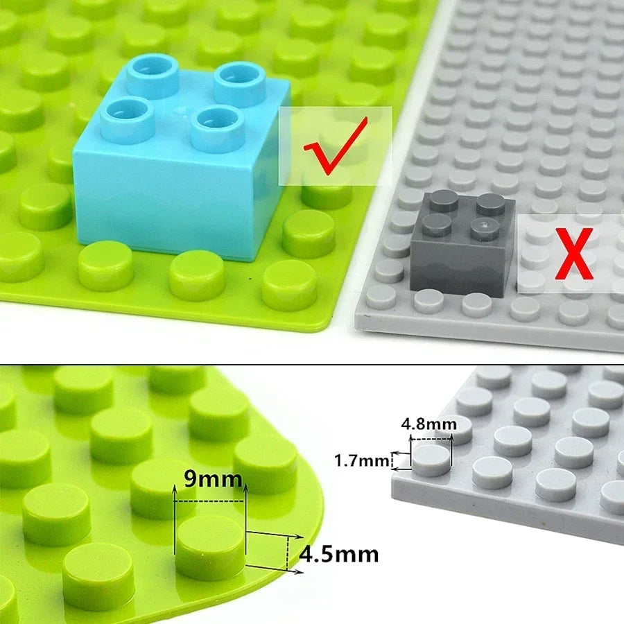 Placa base Duploes de gran tamaño, placas de montaje de ladrillos de 16x16 puntos, partículas grandes, figuras clásicas de animales, bloques de construcción, juguetes para niños