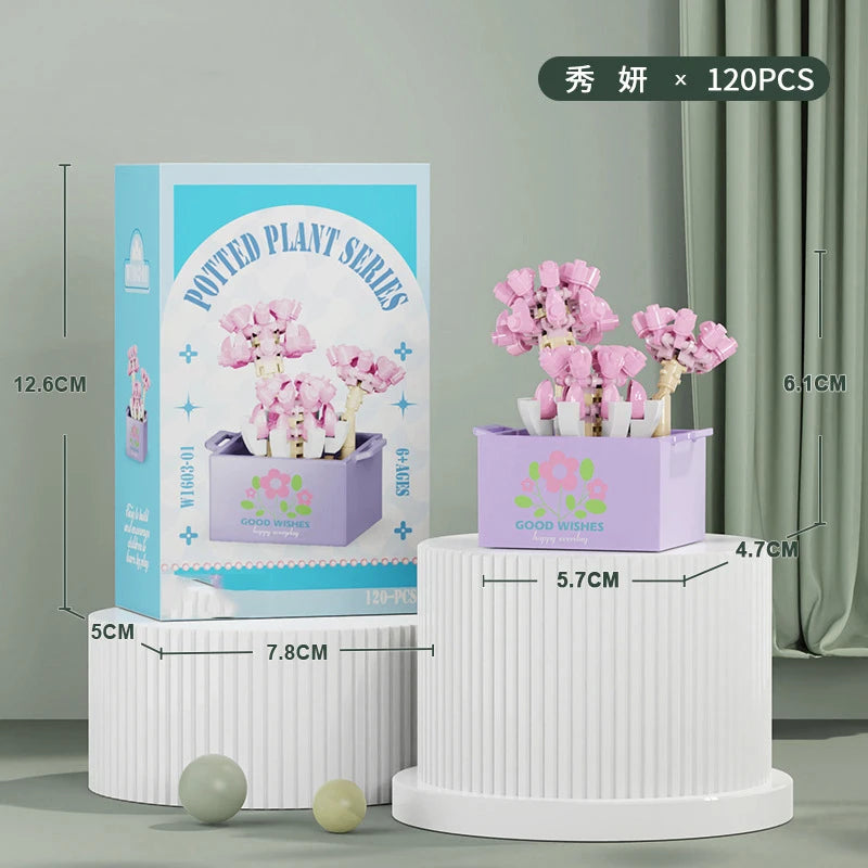 Ramo de flores Mini Diy juguetes de bloques de construcción para niños bloques para adultos Constructor Micro ladrillos conjunto de construcción regalo