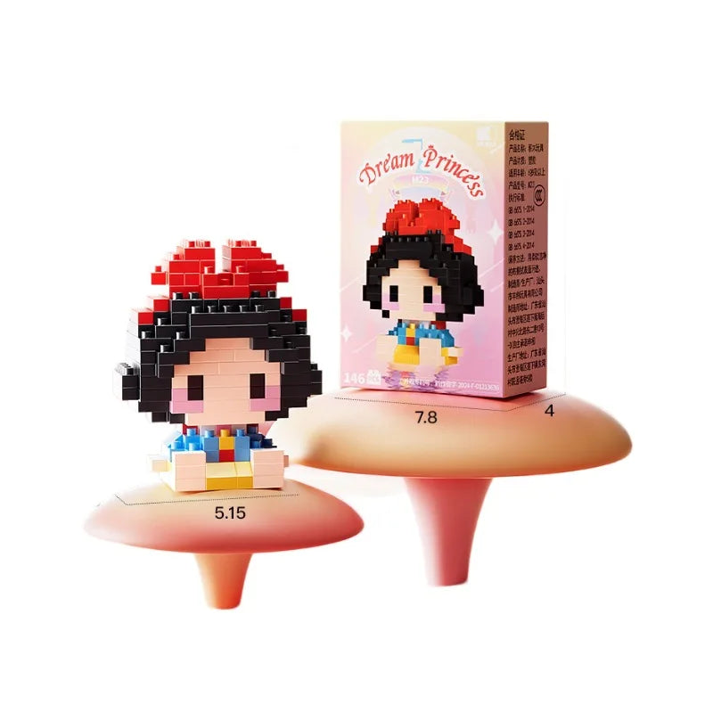 Bloques de construcción de la serie de princesas de Disney, modelo Animal de Bella Blancanieves, partículas pequeñas ensambladas, rompecabezas DIY, regalos de cumpleaños para niños