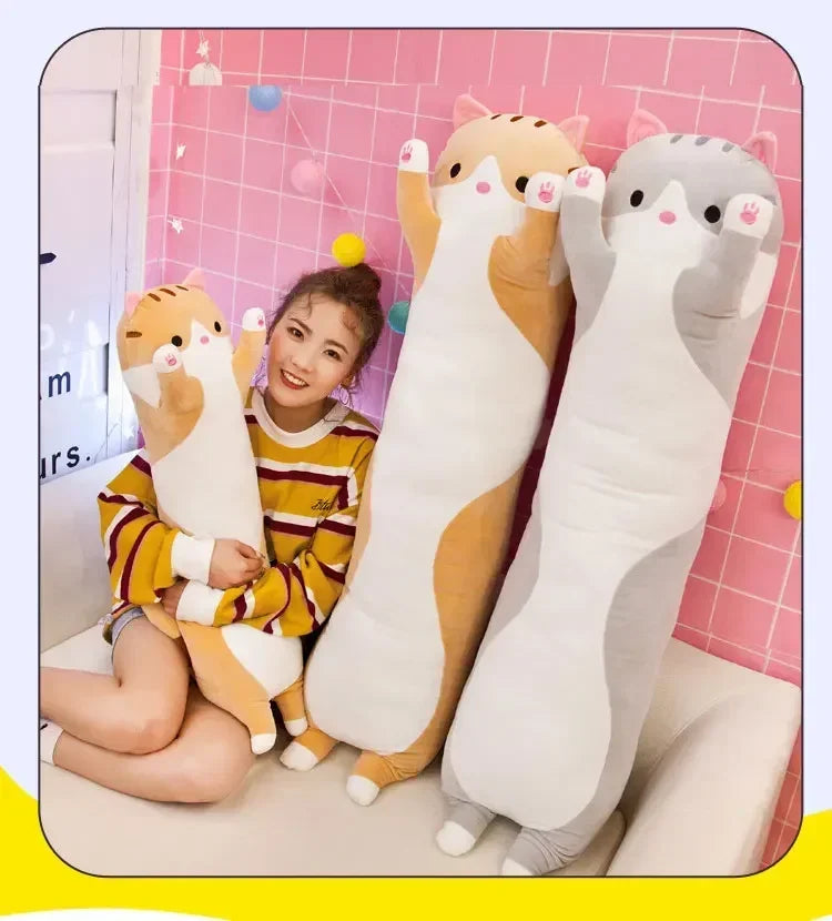 19,5 pulgadas lindo juguete de peluche de gato de 50cm largo rosa marrón gris gatos durmientes almohada de pierna Squishy pequeño Animal muñeca apaciguador regalo de peluche