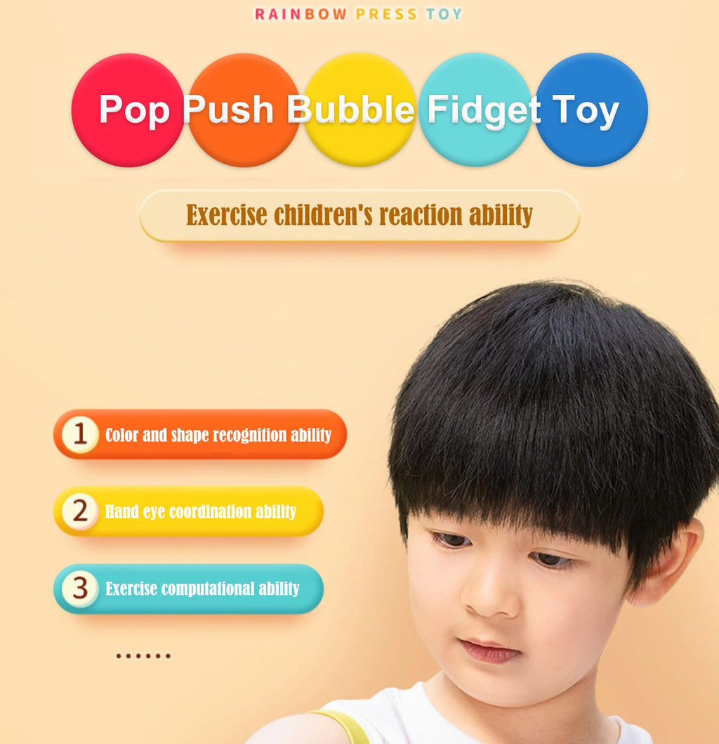 Arco Iris Pop Push Bubblle Fidget juguetes antiestrés para niños adultos juguetes sensoriales de necesidades especiales juguetes interactivos para niños