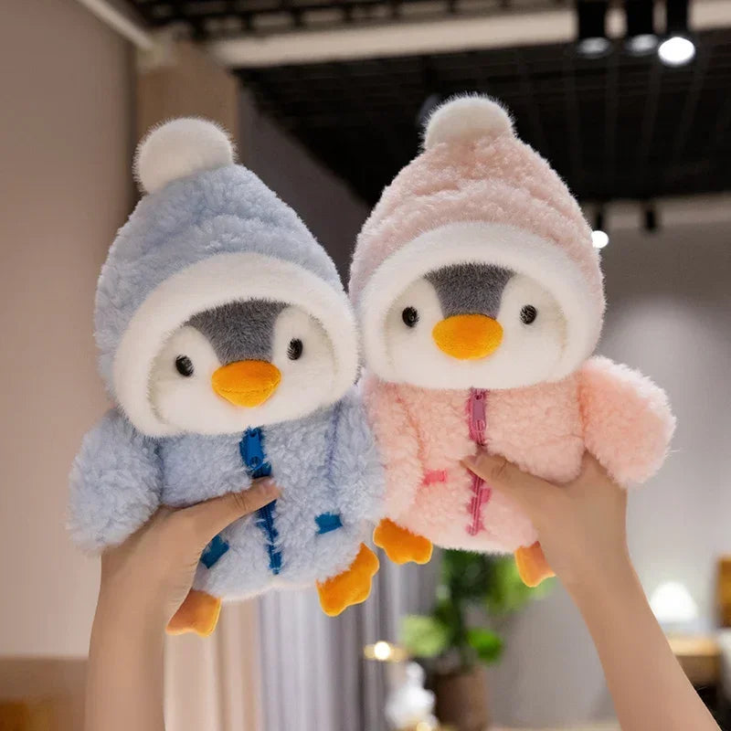 Juguete de peluche de pingüino para bebé, muñeco relajante para dormir, pingüino esponjoso, ropa, sombreros, almohada de Animal de peluche, regalo de cumpleaños, nuevo