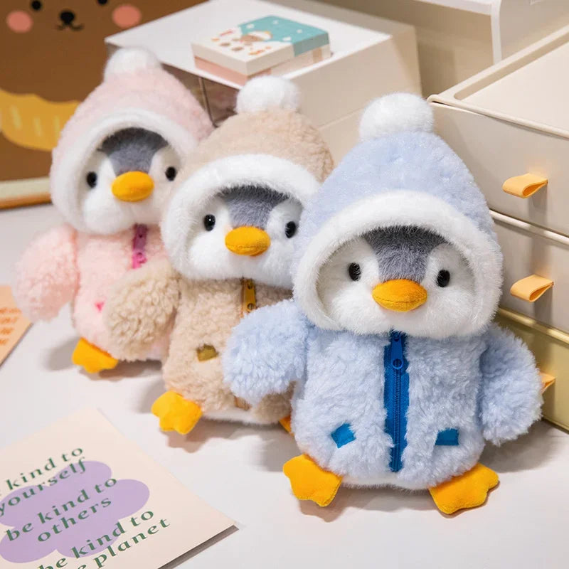 Juguete de peluche de pingüino para bebé, muñeco relajante para dormir, pingüino esponjoso, ropa, sombreros, almohada de Animal de peluche, regalo de cumpleaños, nuevo
