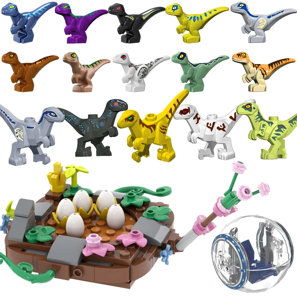 Nido de dinosaurio Jurásico para bebé, colección de juguetes de bloques de construcción, regalo de recuerdo, cumpleaños, Jurassic Rex Raptor