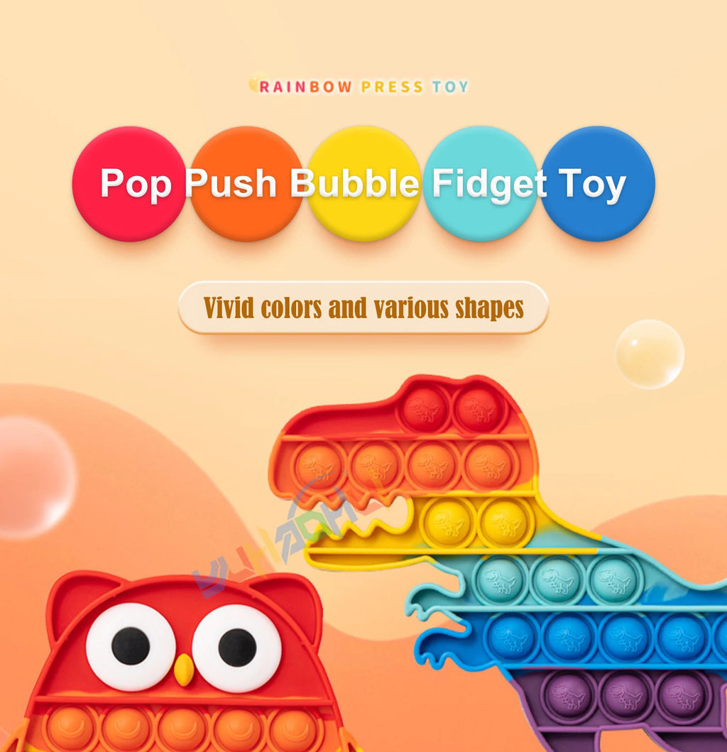 Arco Iris Pop Push Bubblle Fidget juguetes antiestrés para niños adultos juguetes sensoriales de necesidades especiales juguetes interactivos para niños