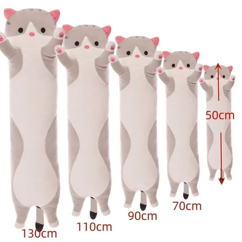 19,5 pulgadas lindo juguete de peluche de gato de 50cm largo rosa marrón gris gatos durmientes almohada de pierna Squishy pequeño Animal muñeca apaciguador regalo de peluche