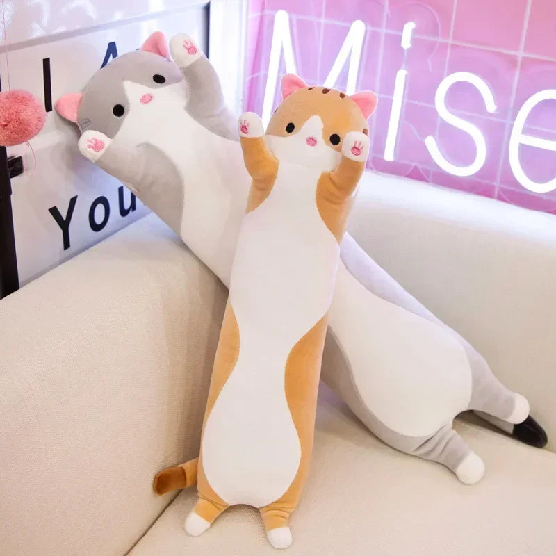 19,5 pulgadas lindo juguete de peluche de gato de 50cm largo rosa marrón gris gatos durmientes almohada de pierna Squishy pequeño Animal muñeca apaciguador regalo de peluche