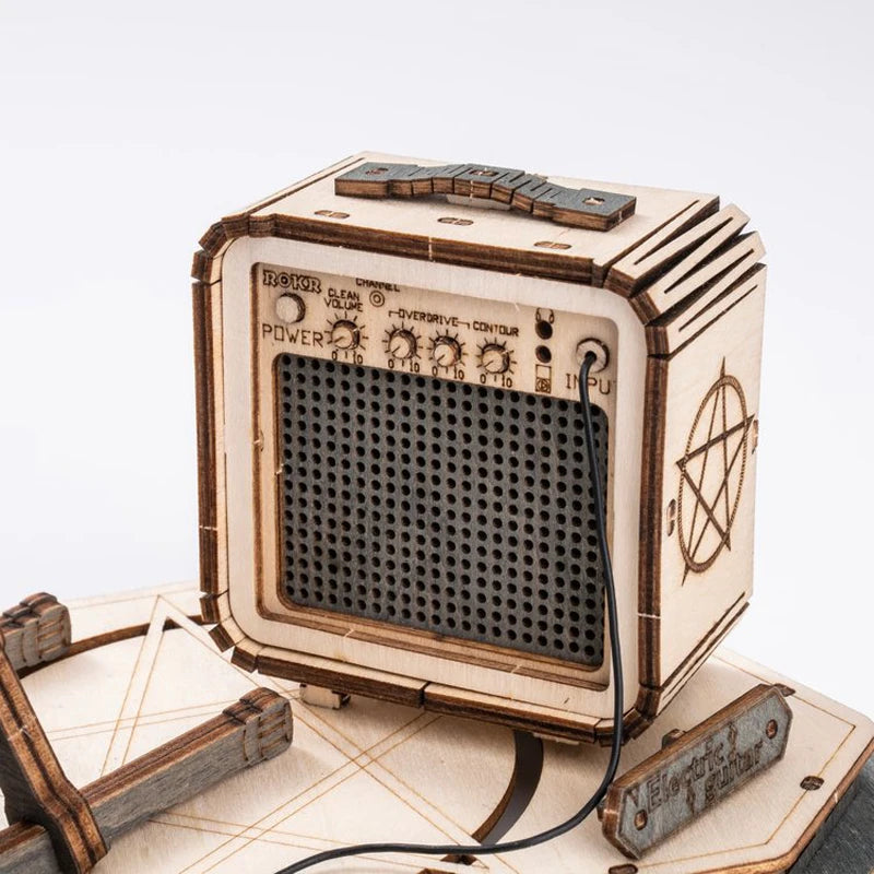 Robotime ROKR guitarra eléctrica rompecabezas de madera 3D para niños adultos montaje juguetes creativos juego de bloques de construcción para regalos de navidad