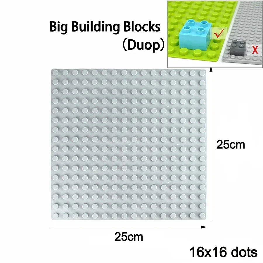 Placa base Duploes de gran tamaño, placas de montaje de ladrillos de 16x16 puntos, partículas grandes, figuras clásicas de animales, bloques de construcción, juguetes para niños