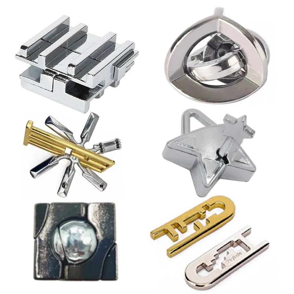 Rompecabezas de Metal IQ clásico para niños y adultos, rompecabezas mágico desconcertante, juego de rompecabezas con cordón, desbloqueo, juguete novedoso, 1 ud.