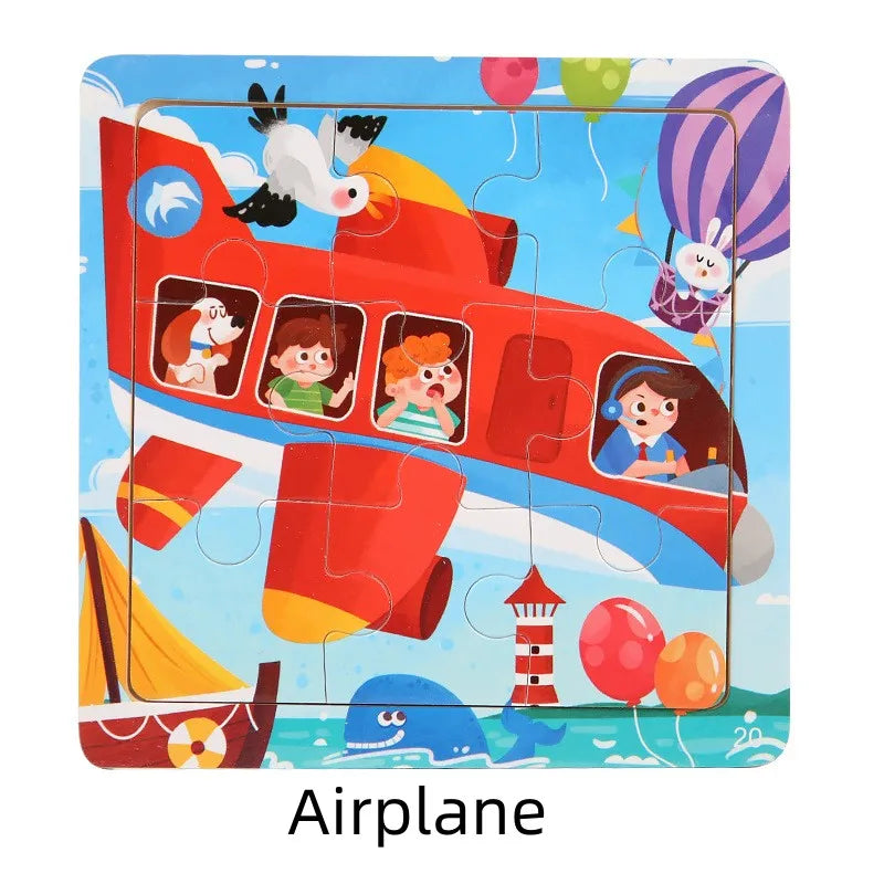 Juego de rompecabezas de madera para niños de 2 a 3 años