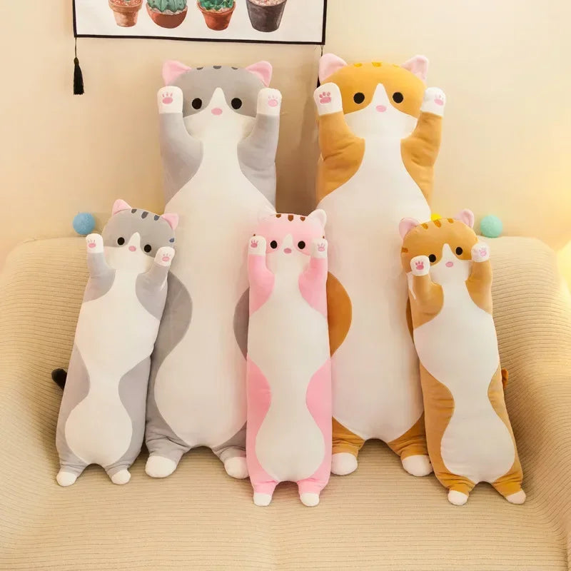 19,5 pulgadas lindo juguete de peluche de gato de 50cm largo rosa marrón gris gatos durmientes almohada de pierna Squishy pequeño Animal muñeca apaciguador regalo de peluche