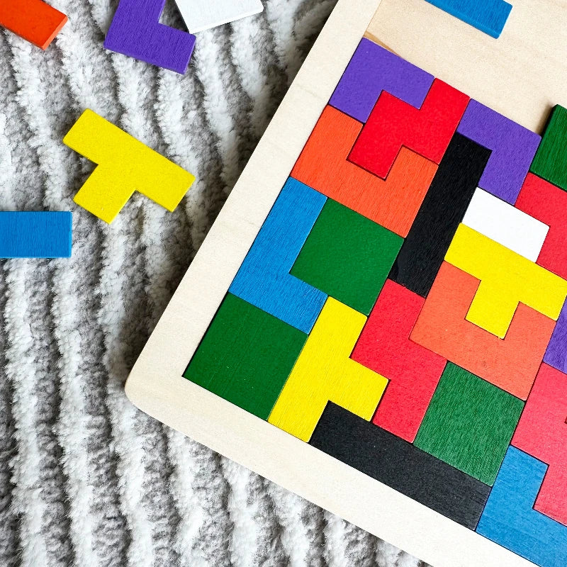 Rompecabezas de juguete, 1 Juego, rompecabezas de madera, juego divertido de educación temprana para bebés, regalo cuadrado lógico de pensamiento para niños