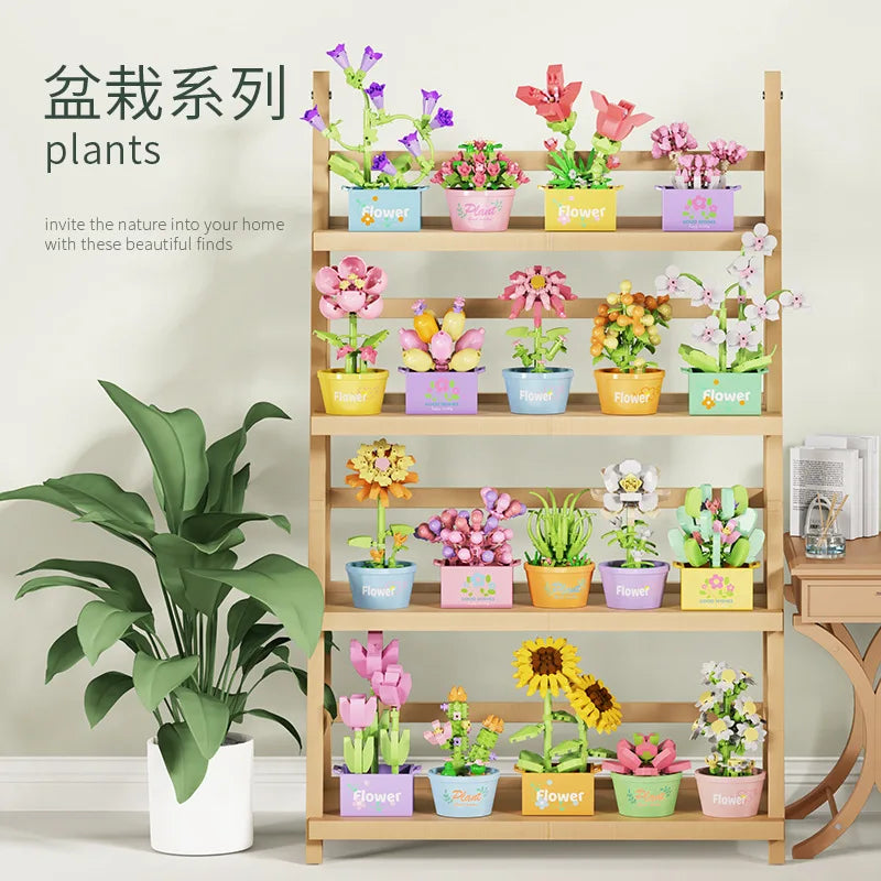 Ramo de flores Mini Diy juguetes de bloques de construcción para niños bloques para adultos Constructor Micro ladrillos conjunto de construcción regalo