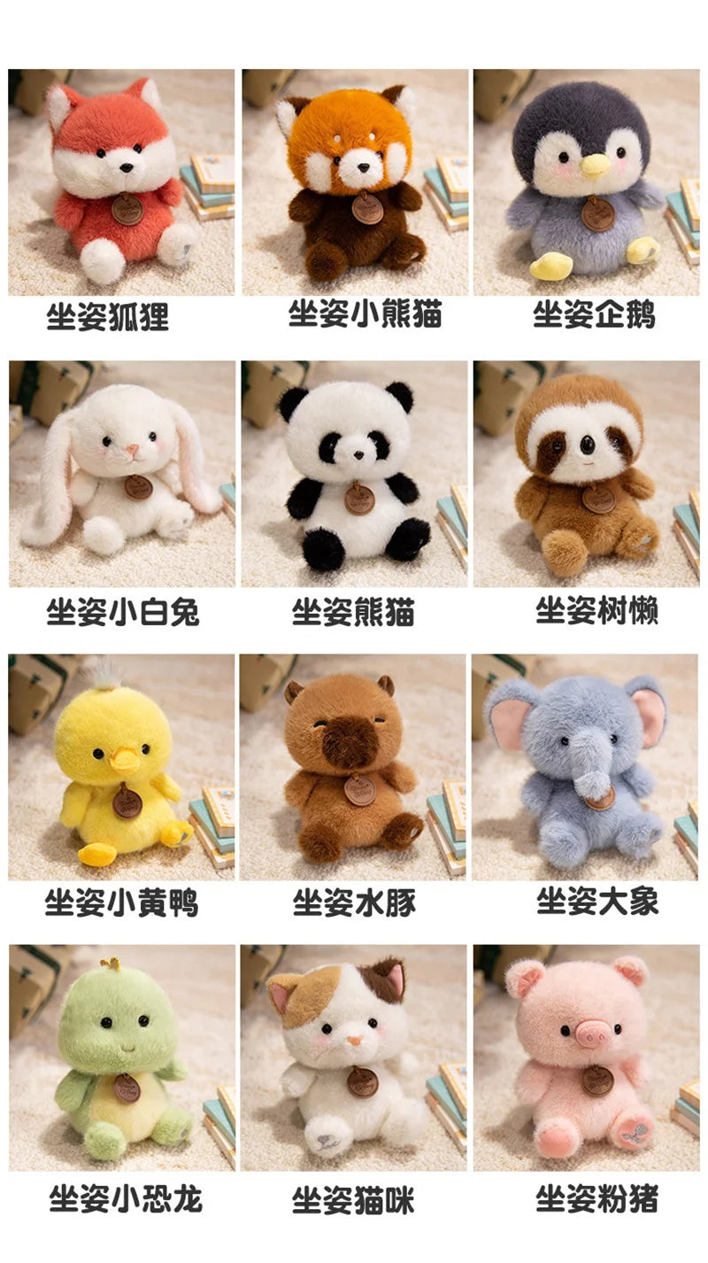 Bonitos animales sentados, Panda rojo, zorro, perezoso, gato, muñecos de peluche suaves, capibara de peluche, cerdo, juguetes para bebés, regalos para niños