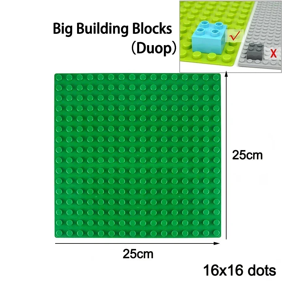 Placa base Duploes de gran tamaño, placas de montaje de ladrillos de 16x16 puntos, partículas grandes, figuras clásicas de animales, bloques de construcción, juguetes para niños