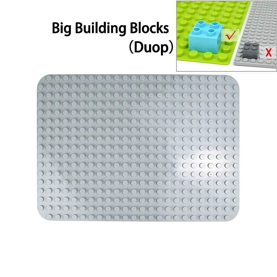Placa base Duploes de gran tamaño, placas de montaje de ladrillos de 16x16 puntos, partículas grandes, figuras clásicas de animales, bloques de construcción, juguetes para niños