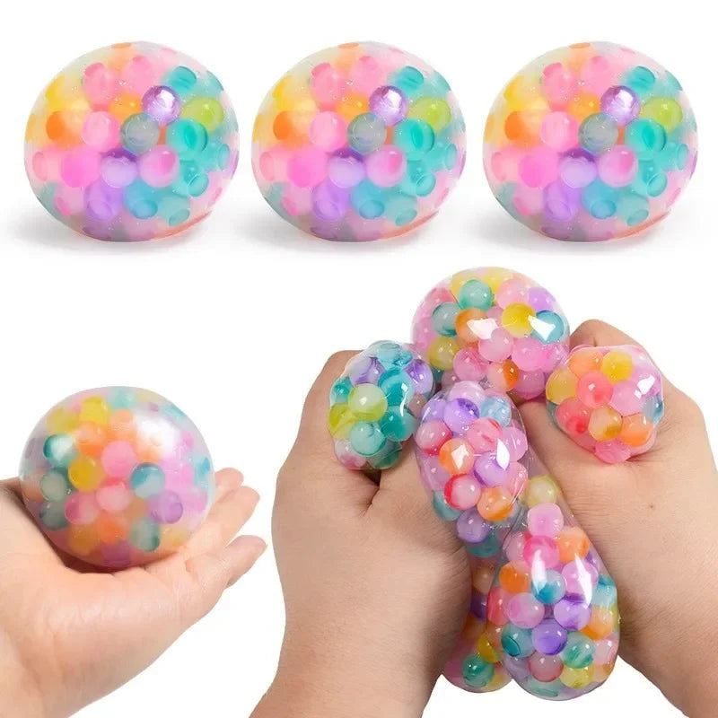 6cm niños exótico pellizco el arco iris cuenta Bola reductora de presión Bola de ventilación juguete de descompresión TPR pellizco Le bola de uva juguetes para adultos