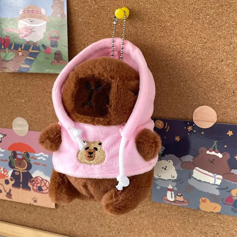Lindo juguete de peluche de capibara de tamaño pequeño con alas Sudadera con capucha simulación muñeco de capibara juguete esponjoso regalos de cumpleaños