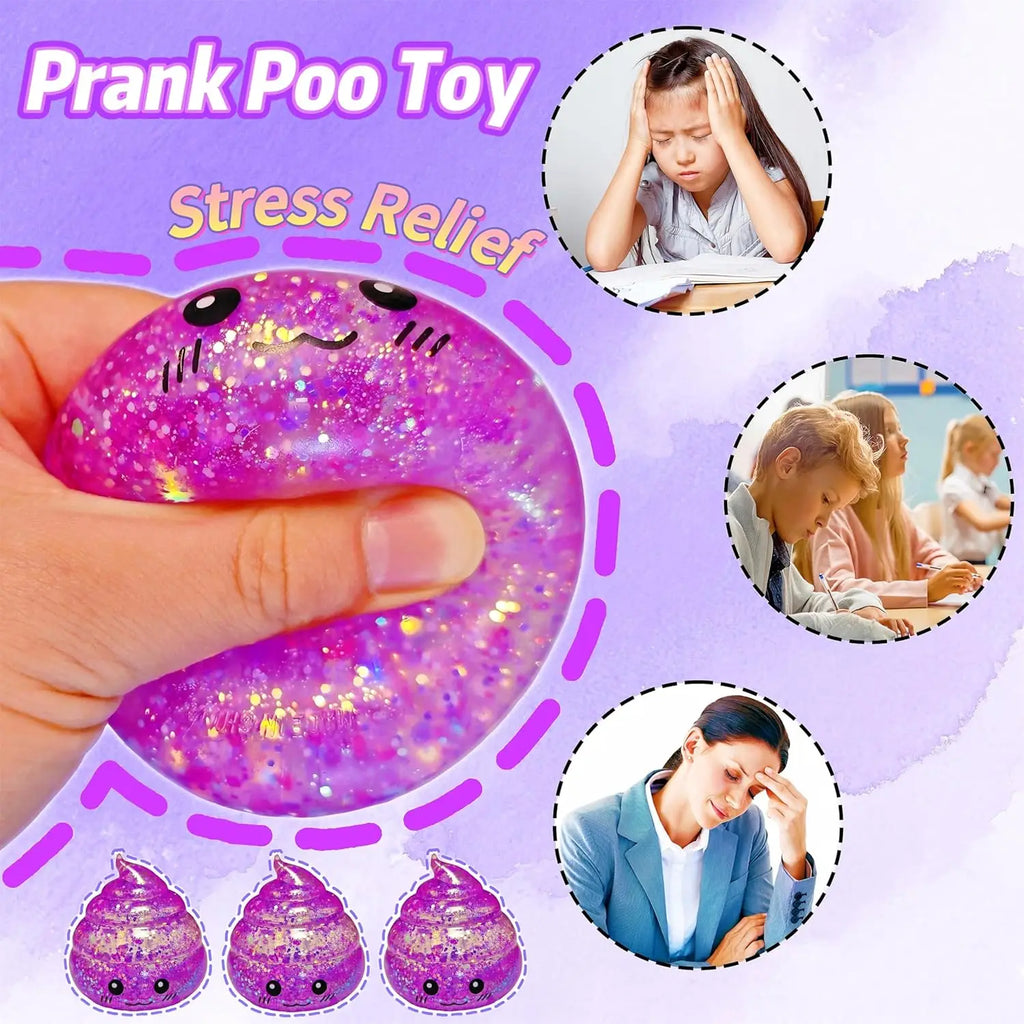 Novedad Squishy Caca Stress Ball Squishies juguetes brillo divertido estiramiento apretar Fidget juguetes para niños adultos regalo de broma del Día de los Inocentes