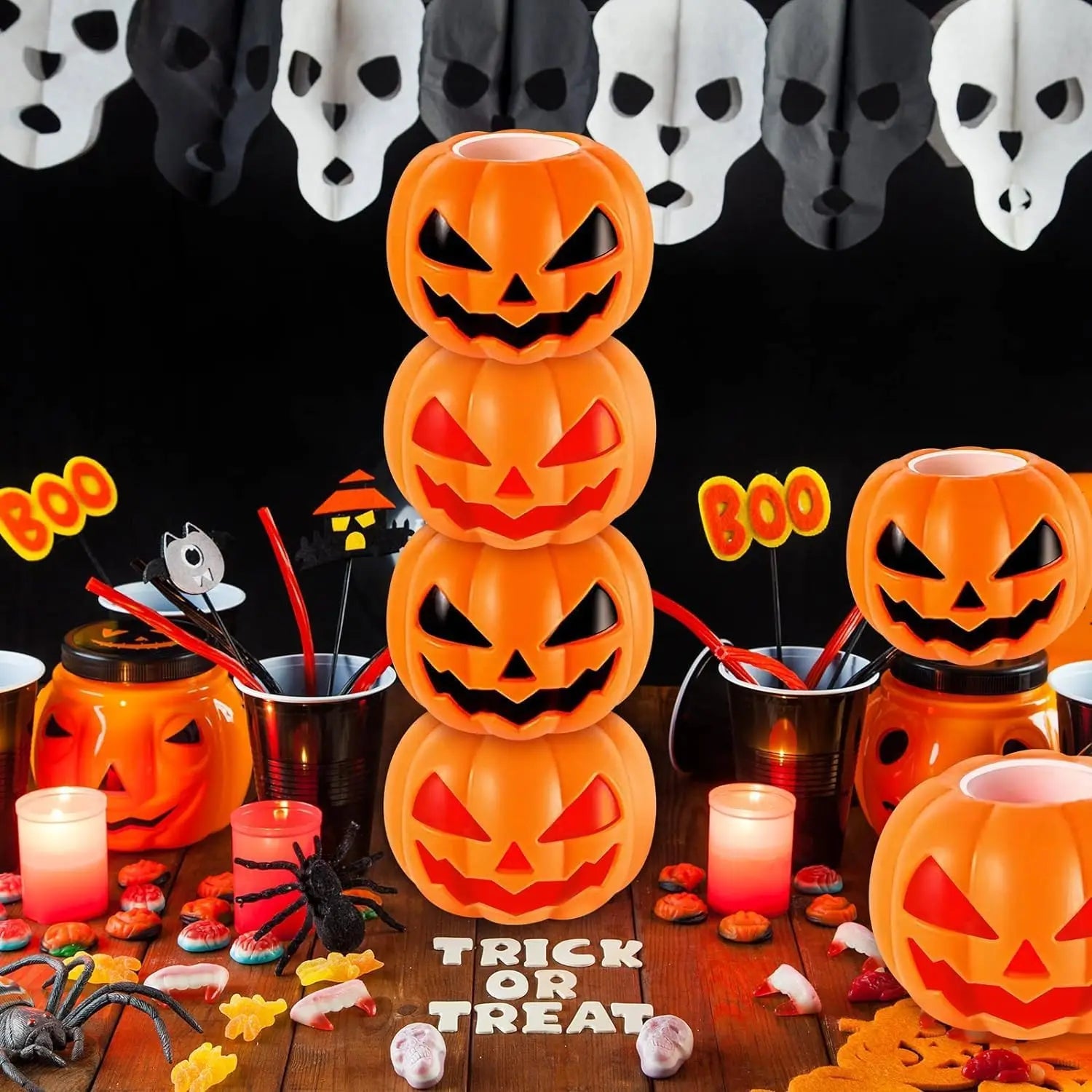 1/12 Uds. Taza para apretar calabaza de Halloween, Juguetes sensoriales para aliviar el estrés, Bola para apretar fantasma emergente, regalos de Halloween para niños, Juguetes