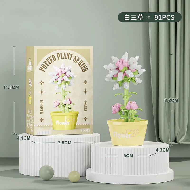 Ramo de flores Mini Diy juguetes de bloques de construcción para niños bloques para adultos Constructor Micro ladrillos conjunto de construcción regalo