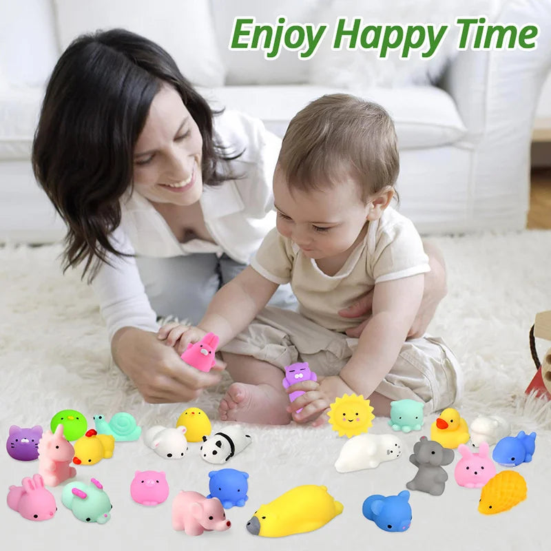 50-5 uds. De juguetes blandos Kawaii Mochi Anima para niños, pelota antiestrés para apretar, recuerdos de fiesta, juguetes para aliviar el estrés para cumpleaños