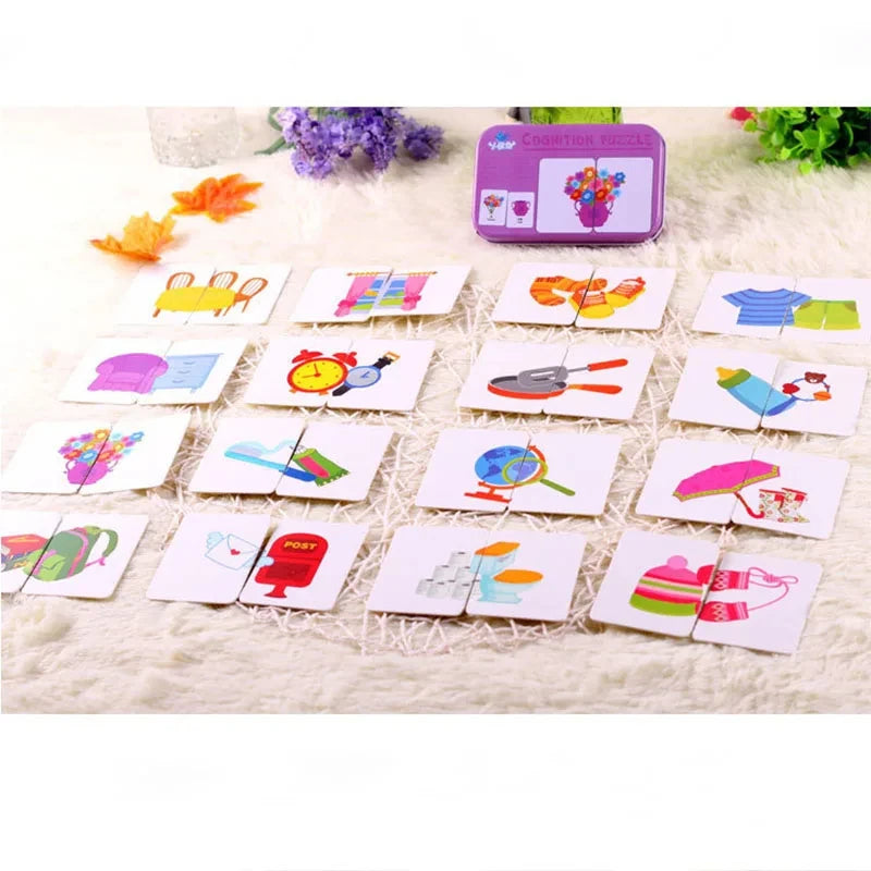 Rompecabezas para bebés, juguetes educativos Montessori, juegos de rompecabezas 3D de madera, caja de hierro, rompecabezas para niños, rompecabezas de madera para niños de 2 a 3 a 4 años
