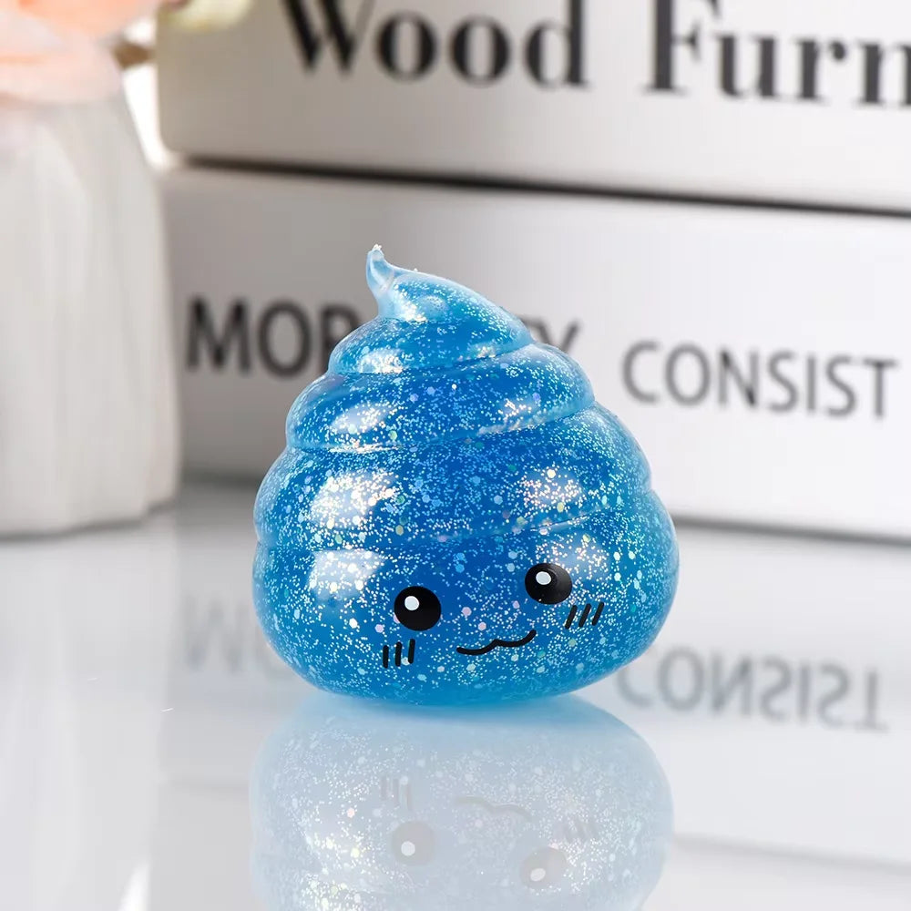 Novedad Squishy Caca Stress Ball Squishies juguetes brillo divertido estiramiento apretar Fidget juguetes para niños adultos regalo de broma del Día de los Inocentes