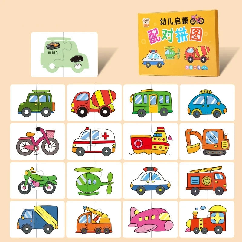Rompecabezas de animales para niños pequeños de 1, 2, 3 años, niños y niñas, aprendizaje de animales, tarjeta de memoria, juego a juego, juguetes educativos para niños