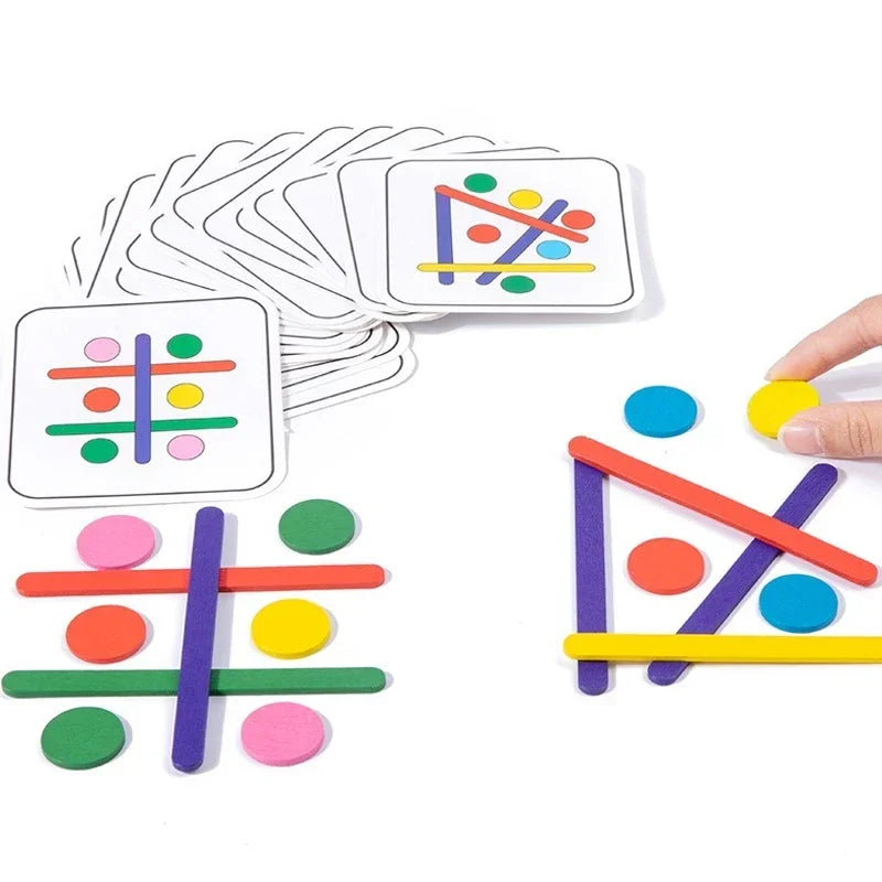 Rompecabezas Montessori para niños, juego de rompecabezas 3D de madera, palo Tangram, forma de anillo geométrico a juego, juguetes educativos para edades tempranas