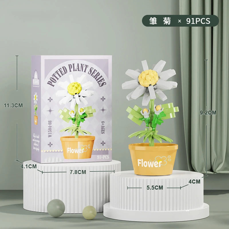 Ramo de flores Mini Diy juguetes de bloques de construcción para niños bloques para adultos Constructor Micro ladrillos conjunto de construcción regalo