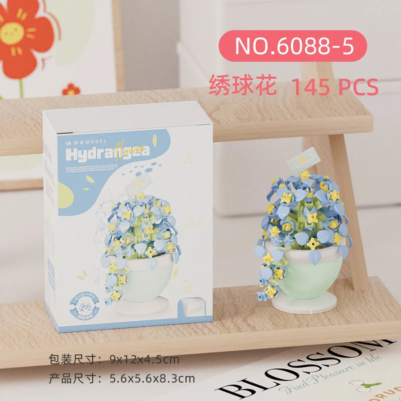 Ramo de flores para adultos, micropartículas de bloques de construcción, juguete para niños y niñas de 6 a 12 años, regalo de cumpleaños, Mini ladrillos de flores