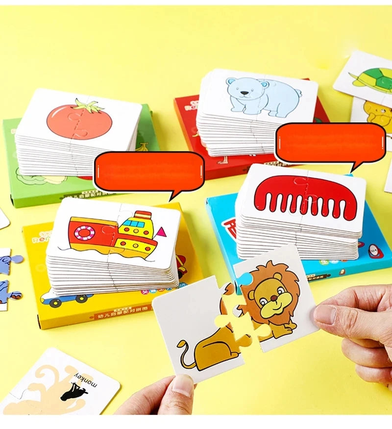 Rompecabezas de animales para niños pequeños de 1, 2, 3 años, niños y niñas, aprendizaje de animales, tarjeta de memoria, juego a juego, juguetes educativos para niños