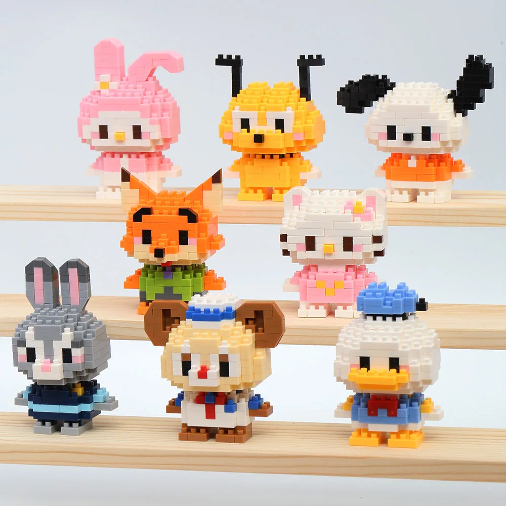 Stitch Disney princesa Elsa LinaBell bloques de construcción Mickey Mouse pato Mini figuras de acción bloques montar juguetes ladrillo niños regalos