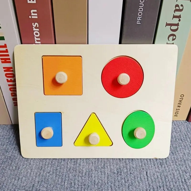Rompecabezas Montessori de formas múltiples, rompecabezas de madera, juguete, tablero de agarre geométrico, clasificador de colores de formas educativas para bebés y niños de 1 2 3 Y