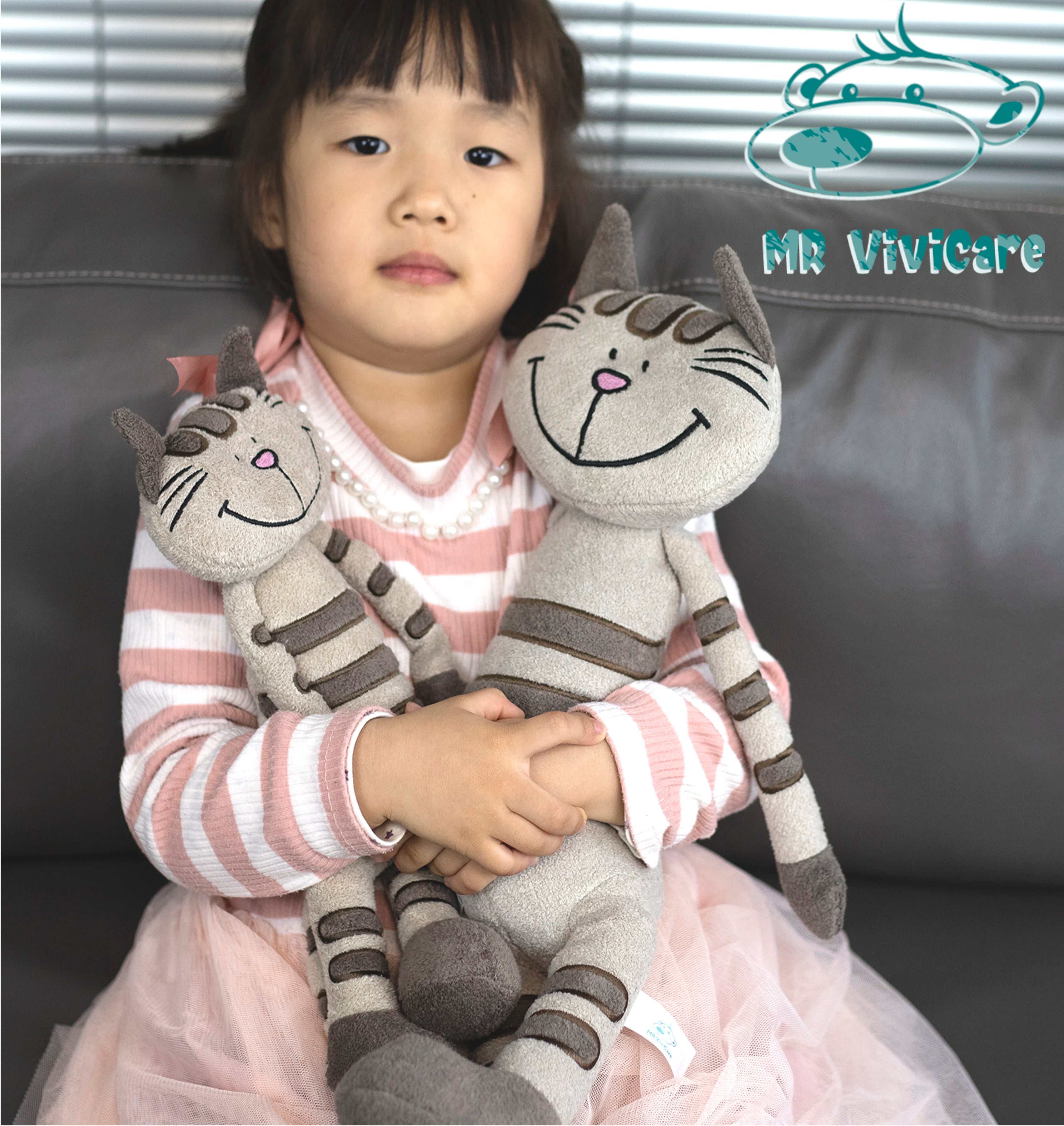 MR ViviCare-juguete de peluche de gato, simulación pequeña y suave, juguetes de animales de peluche para niños, accesorios bonitos para fotos, cumpleaños para niñas