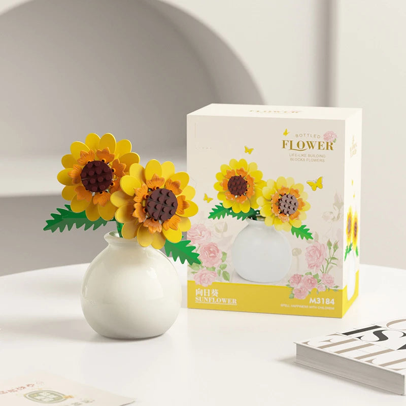 Ramo de flores para adultos, micropartículas de bloques de construcción, juguete para niños y niñas de 6 a 12 años, regalo de cumpleaños, Mini ladrillos de flores