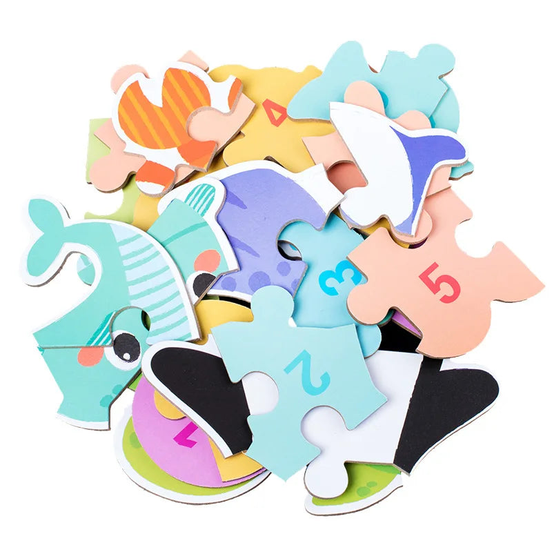 Rompecabezas de animales para niños pequeños de 1, 2, 3 años, niños y niñas, aprendizaje de animales, tarjeta de memoria, juego a juego, juguetes educativos para niños