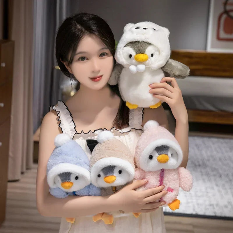 Juguete de peluche de pingüino para bebé, muñeco relajante para dormir, pingüino esponjoso, ropa, sombreros, almohada de Animal de peluche, regalo de cumpleaños, nuevo