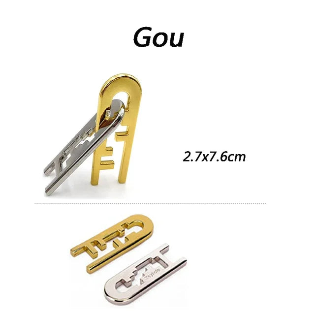 Rompecabezas de Metal IQ clásico para niños y adultos, rompecabezas mágico desconcertante, juego de rompecabezas con cordón, desbloqueo, juguete novedoso, 1 ud.