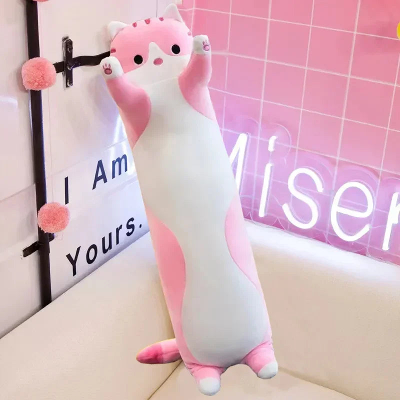 19,5 pulgadas lindo juguete de peluche de gato de 50cm largo rosa marrón gris gatos durmientes almohada de pierna Squishy pequeño Animal muñeca apaciguador regalo de peluche