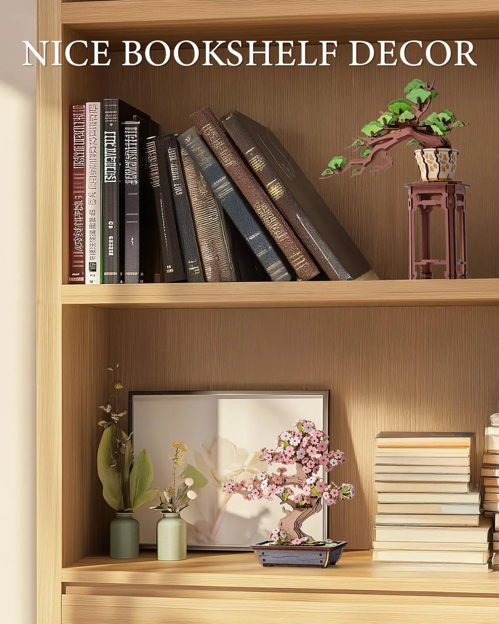 Robotime Rolife-rompecabezas de bonsái Sakura de madera 3D, fácil montaje, Kit de bonsái de pino verde, regalo de Navidad para decoración del hogar familiar